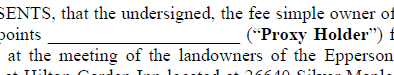 text surrounding a blank line followed by the words Proxy Holder in quotation marks within parenthenses