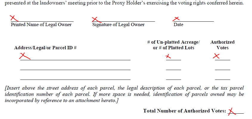 text surrounding a blank line followed by the words Proxy Holder in quotation marks within parenthenses